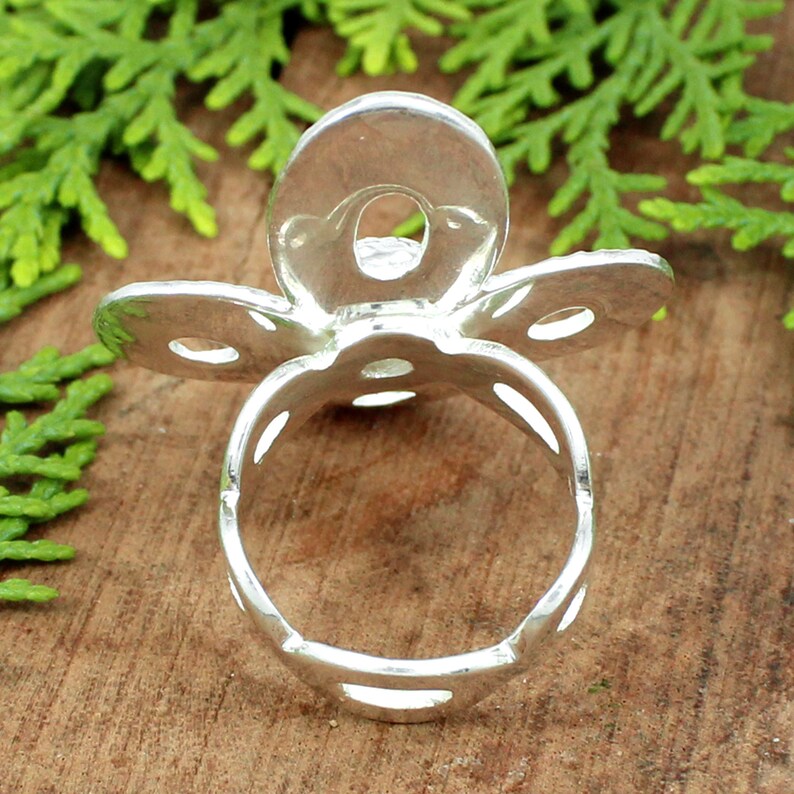 92.5 Sterling Silver Flower Design Ring