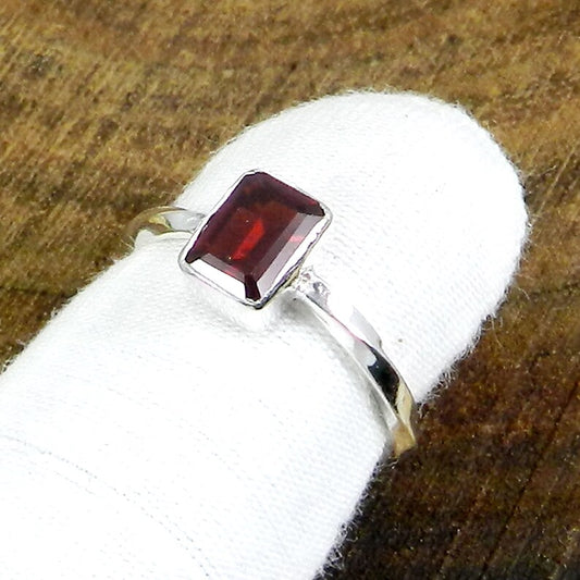 Garnet Gemstone 92.5 Sterling Silver Ring