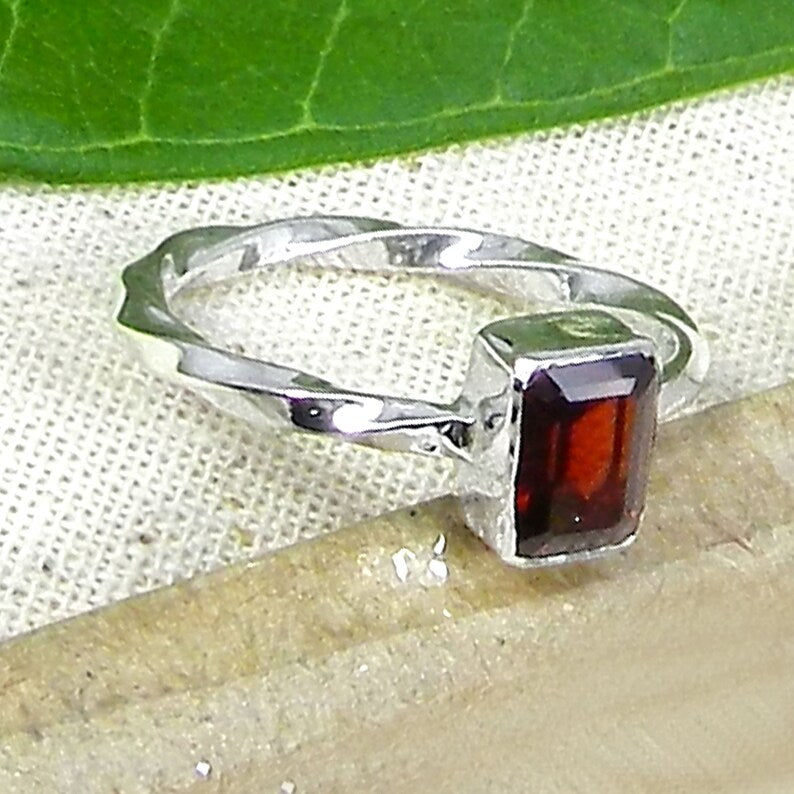 Garnet Gemstone 92.5 Sterling Silver Ring