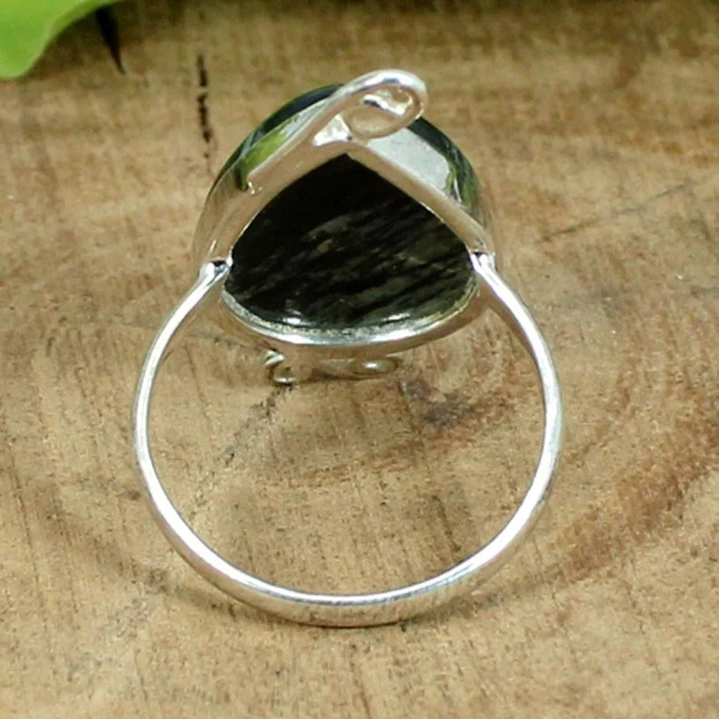 Silver Line Jasper Gemstone Sterling Silver Ring