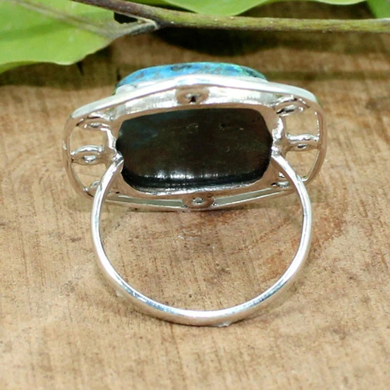 Natural Chrysocolla 92.5 Sterling Silver Ring