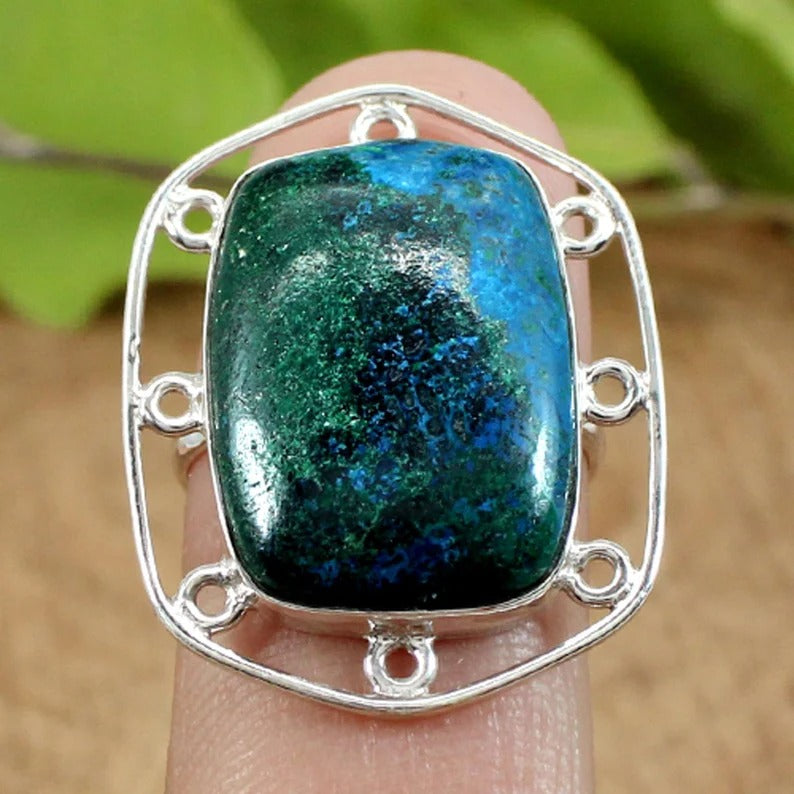 Natural Chrysocolla 92.5 Sterling Silver Ring