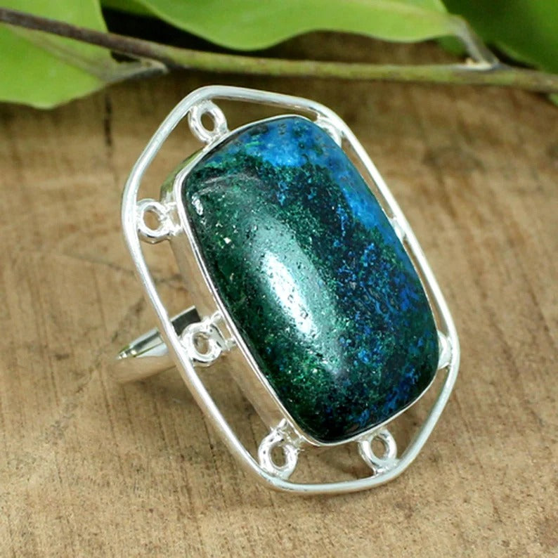 Natural Chrysocolla 92.5 Sterling Silver Ring