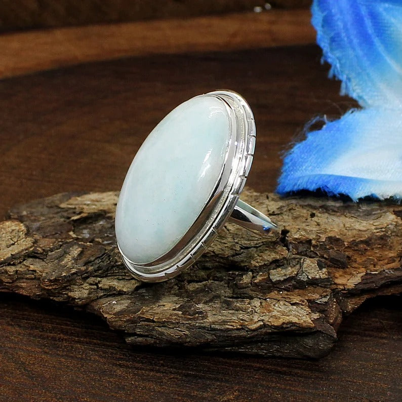 Larimar Gemstone 92.5 Sterling Silver Ring