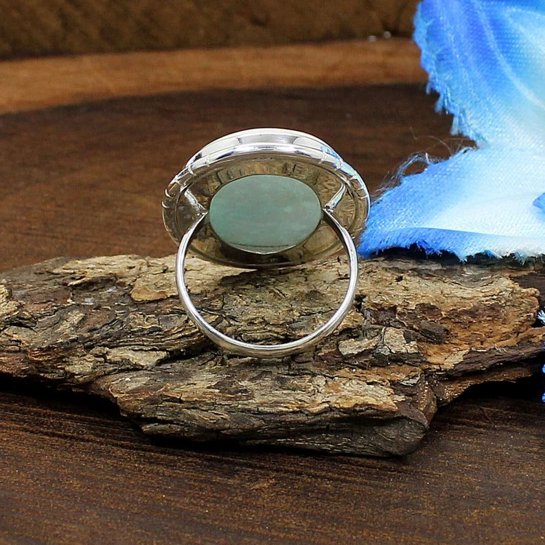 Larimar Gemstone 92.5 Sterling Silver Ring