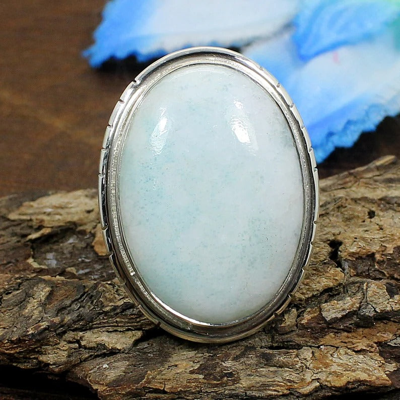 Larimar Gemstone 92.5 Sterling Silver Ring