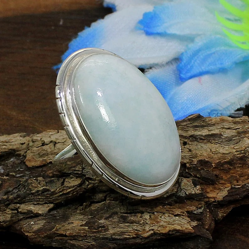 Larimar Gemstone 92.5 Sterling Silver Ring