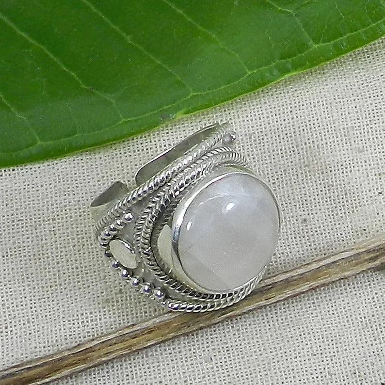 White Moonstone 92.5 Sterling Silver Ring