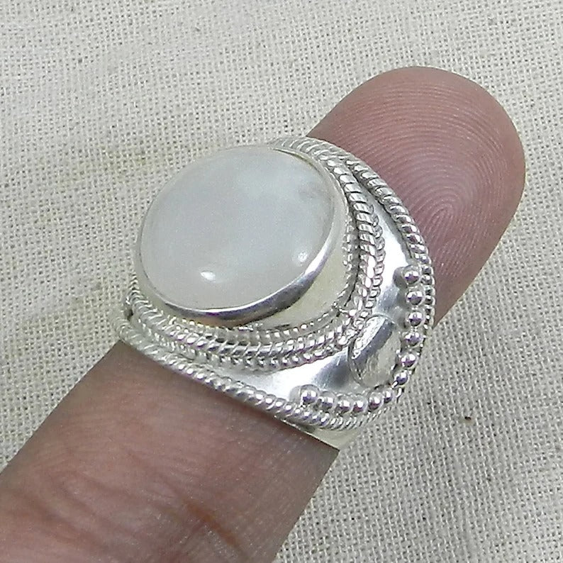 White Moonstone 92.5 Sterling Silver Ring