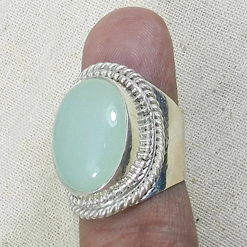 Aqua Chalcedony 92.5 Sterling Silver Ring