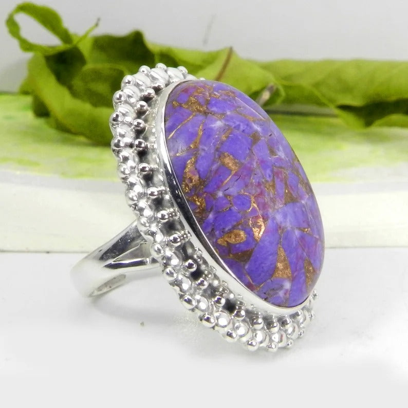 Copper Turquoise 92.5 Silver Ring