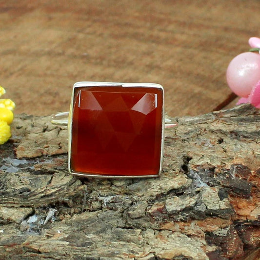 Red Onyx Gemstone 92.5 Sterling Silver Ring