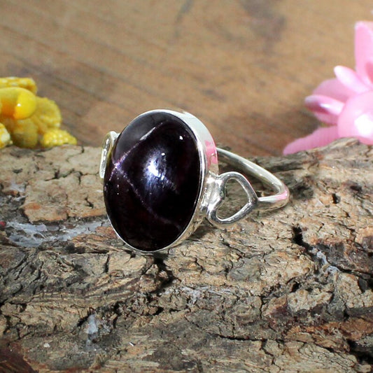 Black Star Gemstone 92.5 Sterling Silver Ring