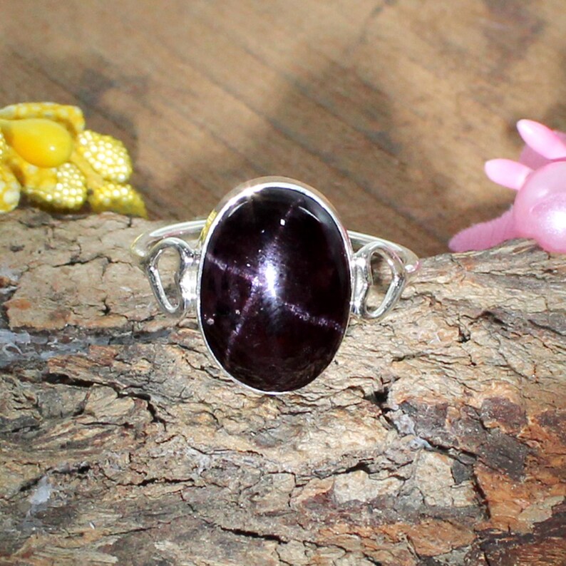 Black Star Gemstone 92.5 Sterling Silver Ring