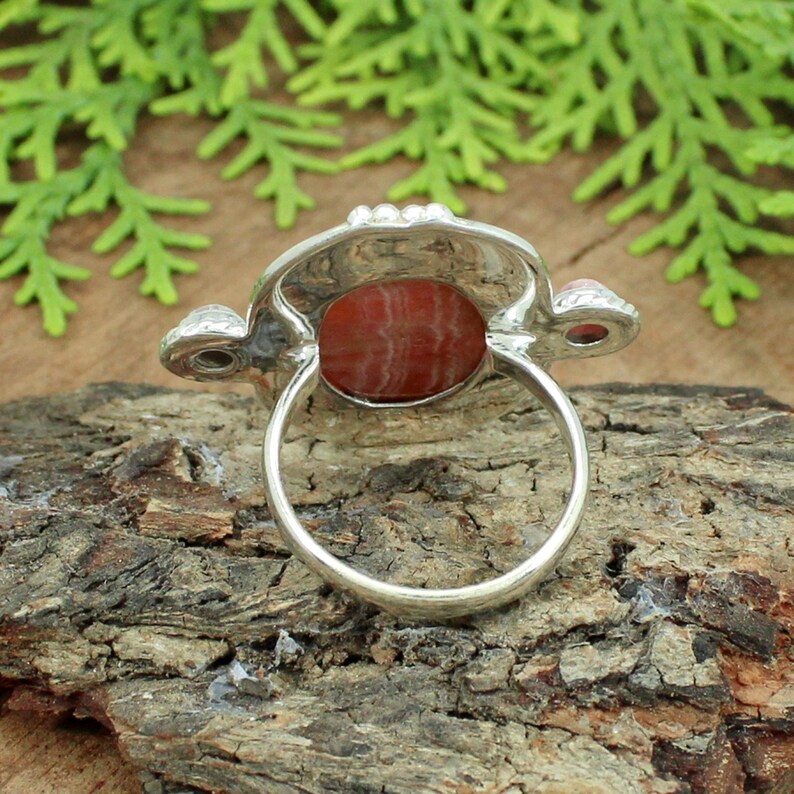 Rhodochrosite Gemstone 92.5 Sterling Silver Ring