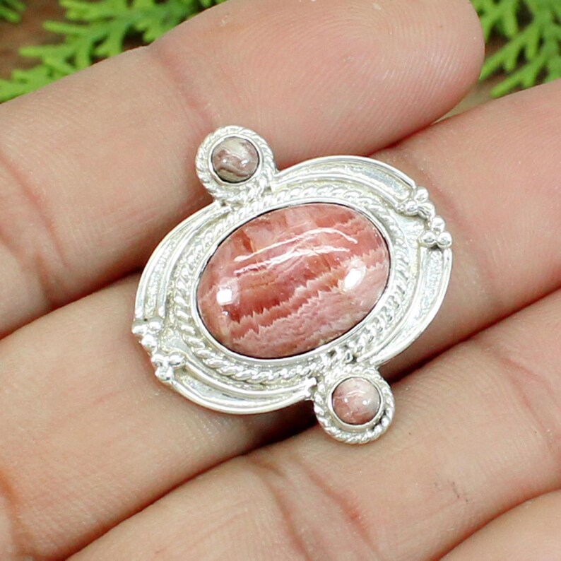 Rhodochrosite Gemstone 92.5 Sterling Silver Ring