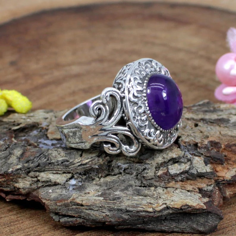 Amethyst Gemstone Sterling Silver Ring