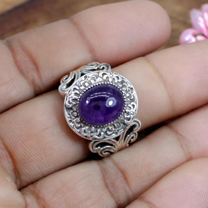 Amethyst Gemstone Sterling Silver Ring