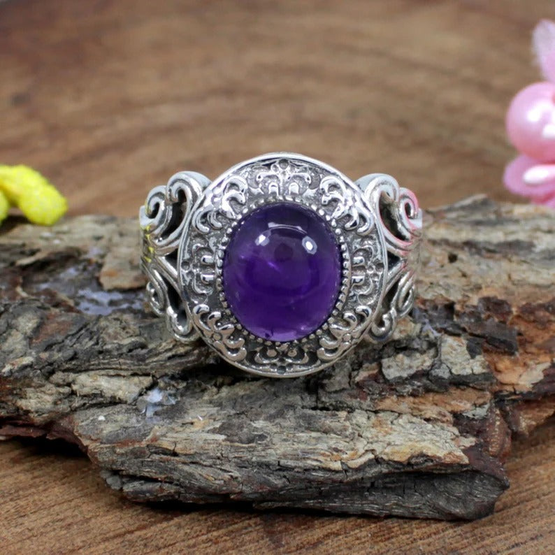 Amethyst Gemstone Sterling Silver Ring