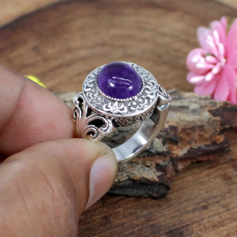 Amethyst Gemstone Sterling Silver Ring