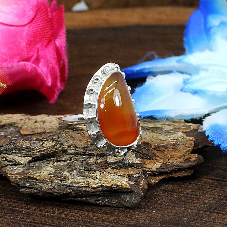 Red Sardonyx Gemstone 925 Sterling Silver Designer Ring