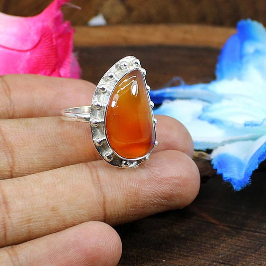 Red Sardonyx Gemstone 925 Sterling Silver Designer Ring