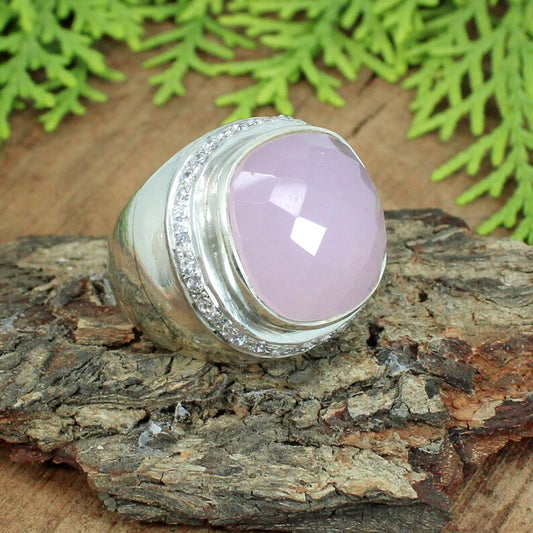 Rose Quartz Gemstone Sterling Silver Ring