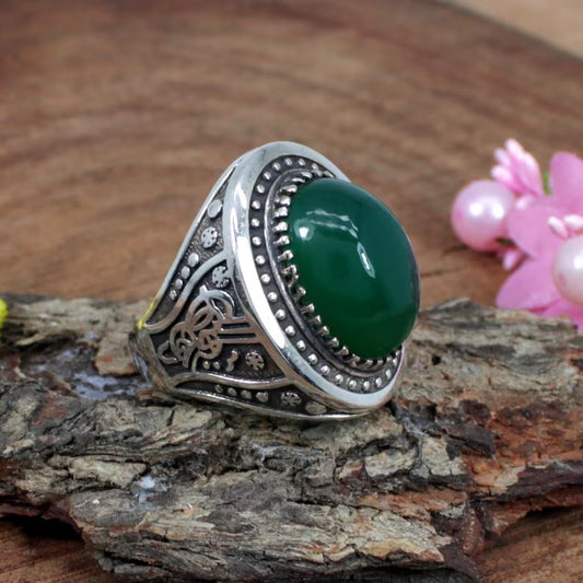 Green Onyx Gemstone Sterling Silver Ring