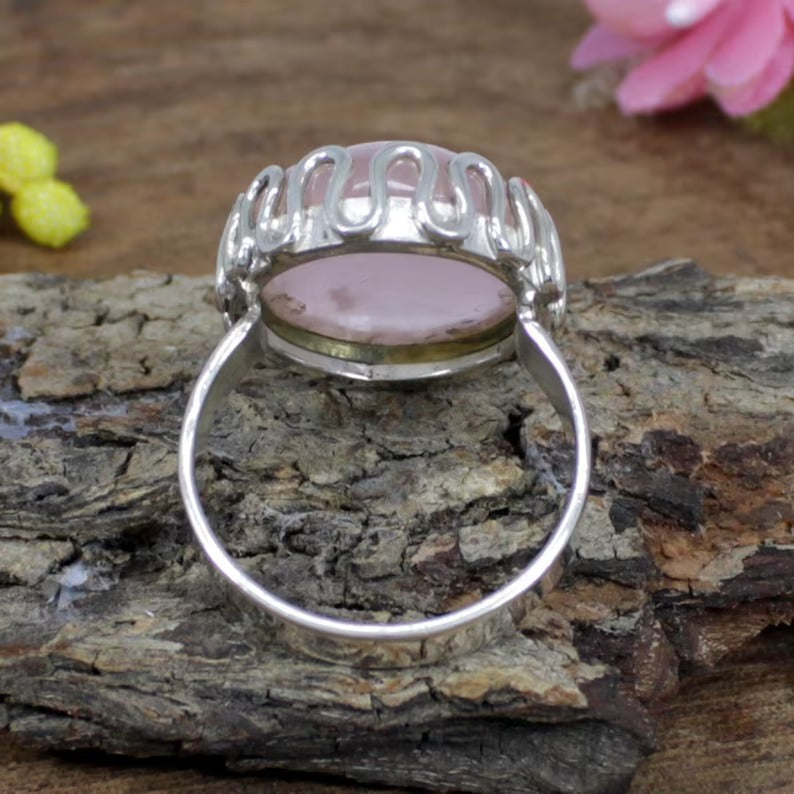 Rose Quartz Gemstone Sterling Silver Ring