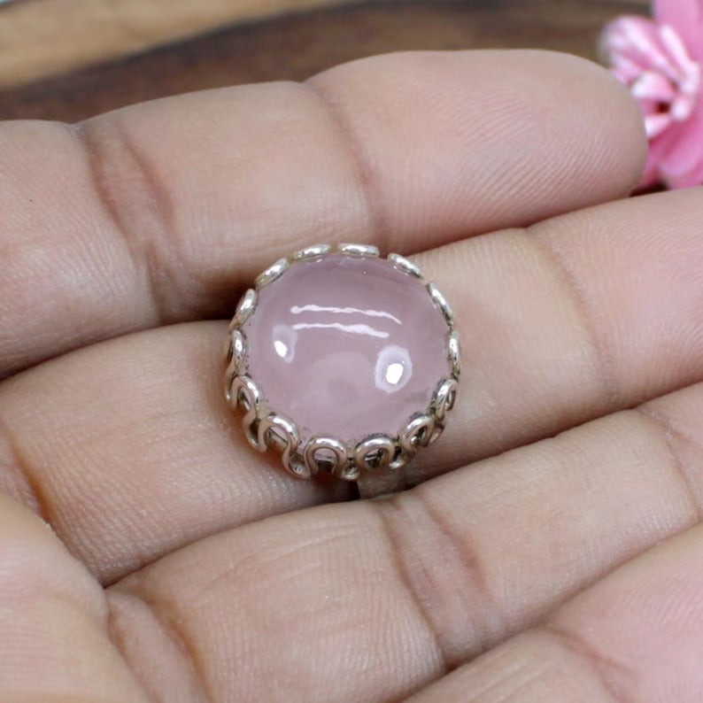 Rose Quartz Gemstone Sterling Silver Ring