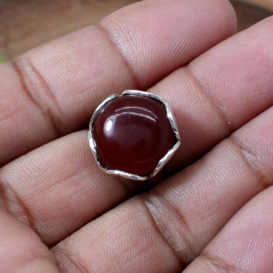 Red Onyx Gemstone Silver Ring