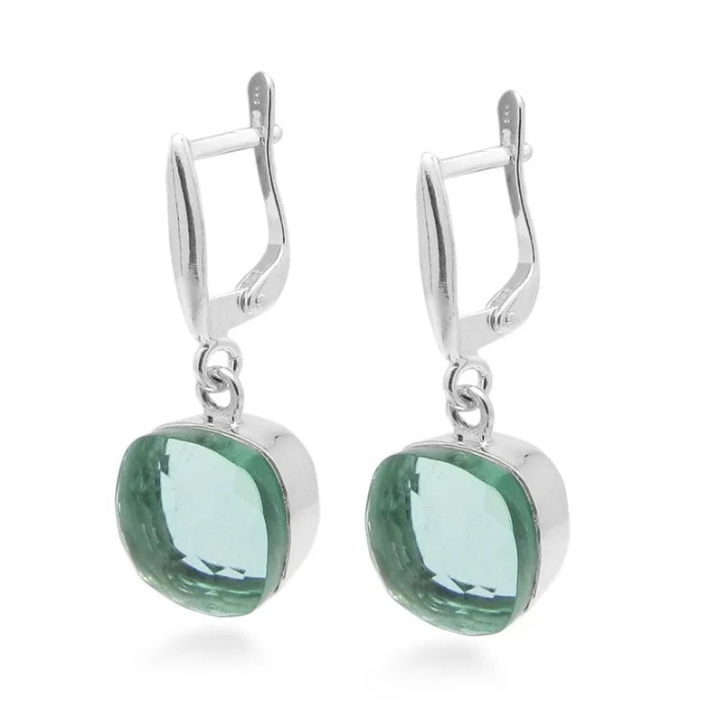 Lab Created Aquamarine Hydro Sterling Silver Earring