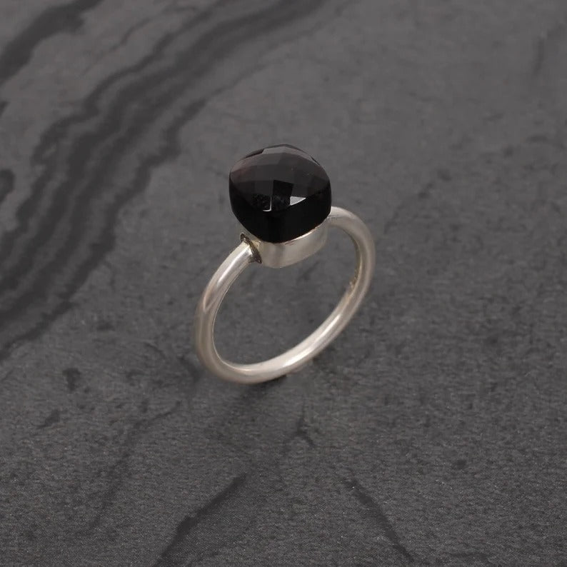 Dark Smoky Quartz 92.5 Sterling Silver Ring