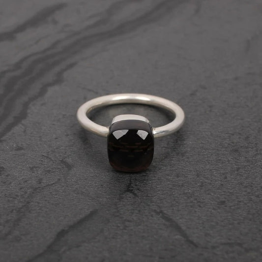 Dark Smoky Quartz 92.5 Sterling Silver Ring