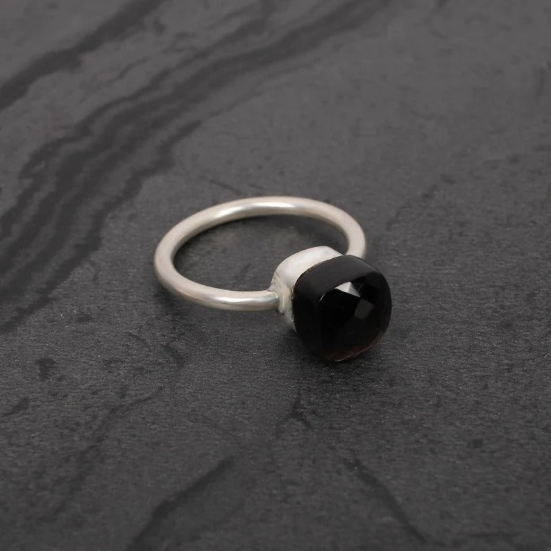 Dark Smoky Quartz 92.5 Sterling Silver Ring