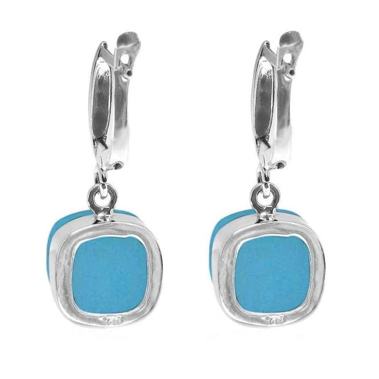 Aqua Chalcedony Dangle 92.5 Silver Earrings