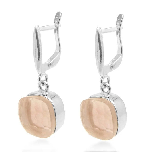 Rose Chalcedony 92.5 Silver Earrings