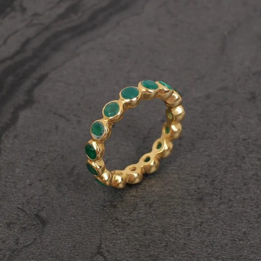 92.5 Sterling Silver Green Onyx Gemstone Eternity Ring