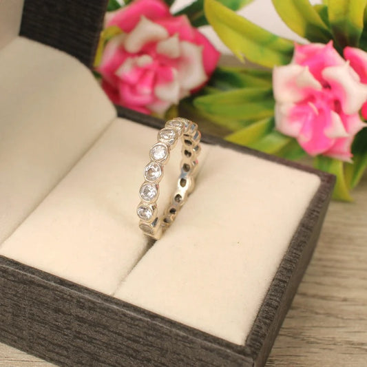 White Cubic Zirconia Sterling Silver Eternity Ring