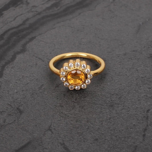 Natural Citrine Gemstone 92.5 Silver Ring