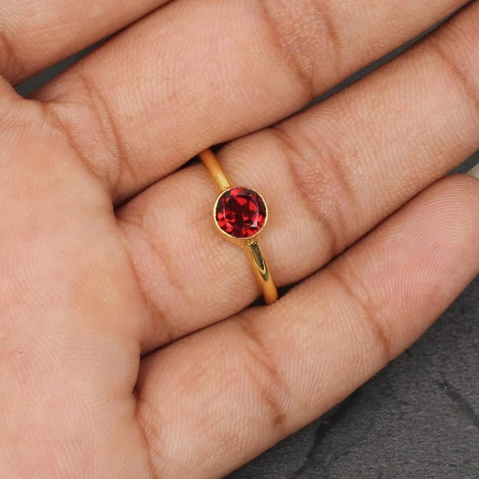 Natural Garnet Gemstone 92.5 Silver Ring