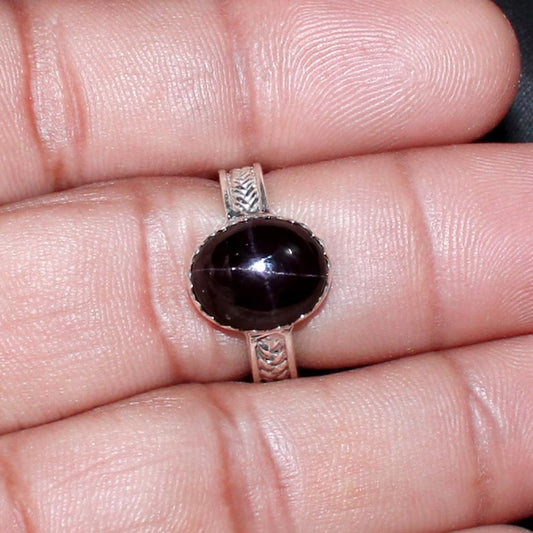 Natural Star Garnet Sterling Silver Ring