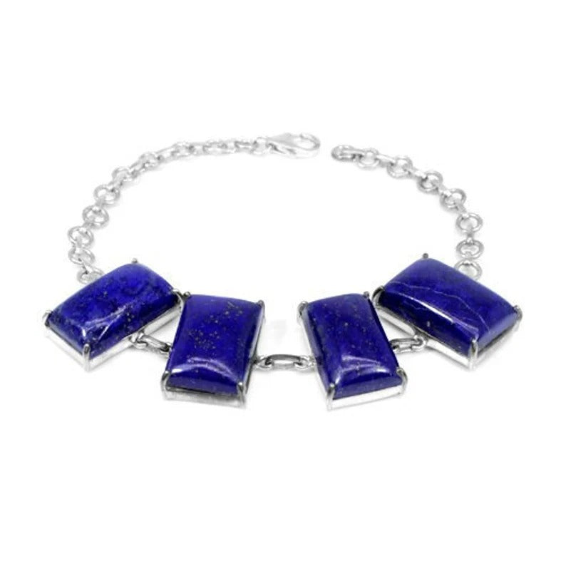 Lapis Lazuli Gemstone 92.5 Sterling Silver Bracelet