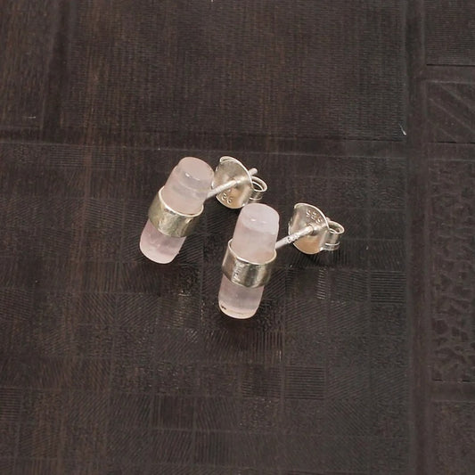 Rose Quartz 92.5 Sterling Silver Earrings