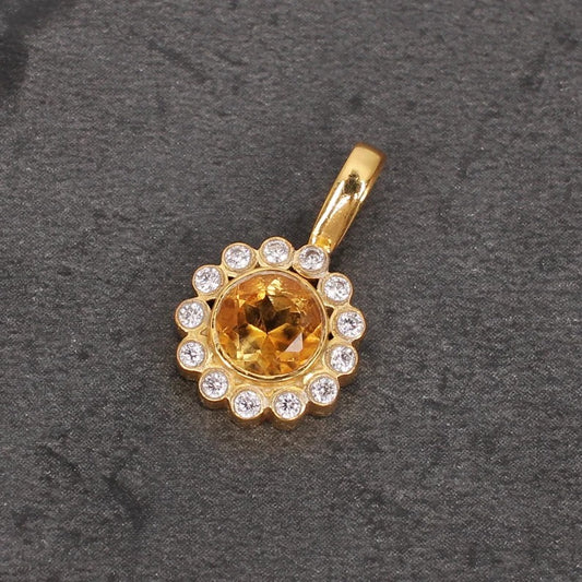 Natural Citrine Sterling Silver Pendant