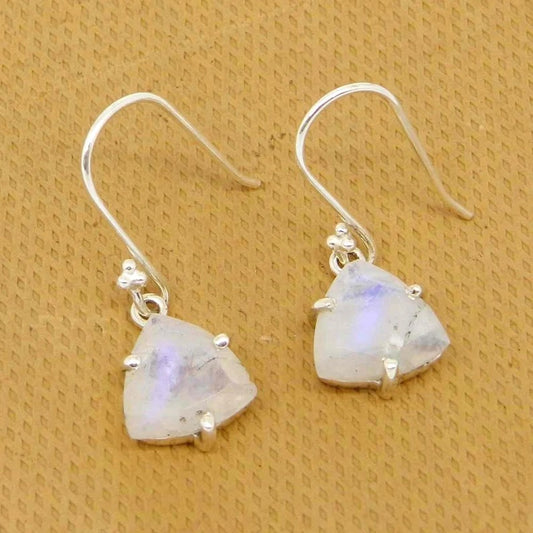 92.5 Sterling Silver Rainbow Moonstone Dangle Earring