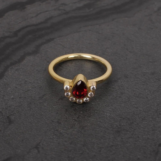 Natural Garnet Sterling Silver Ring