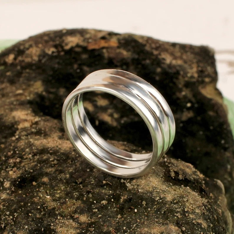 92.5 Sterling Silver Plain Triple Band Ring