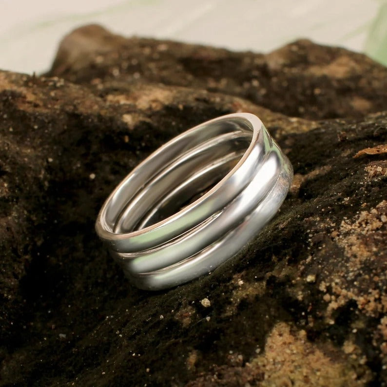 92.5 Sterling Silver Plain Triple Band Ring