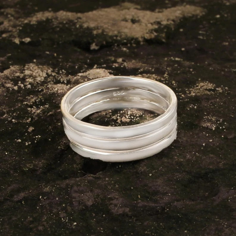 92.5 Sterling Silver Plain Triple Band Ring